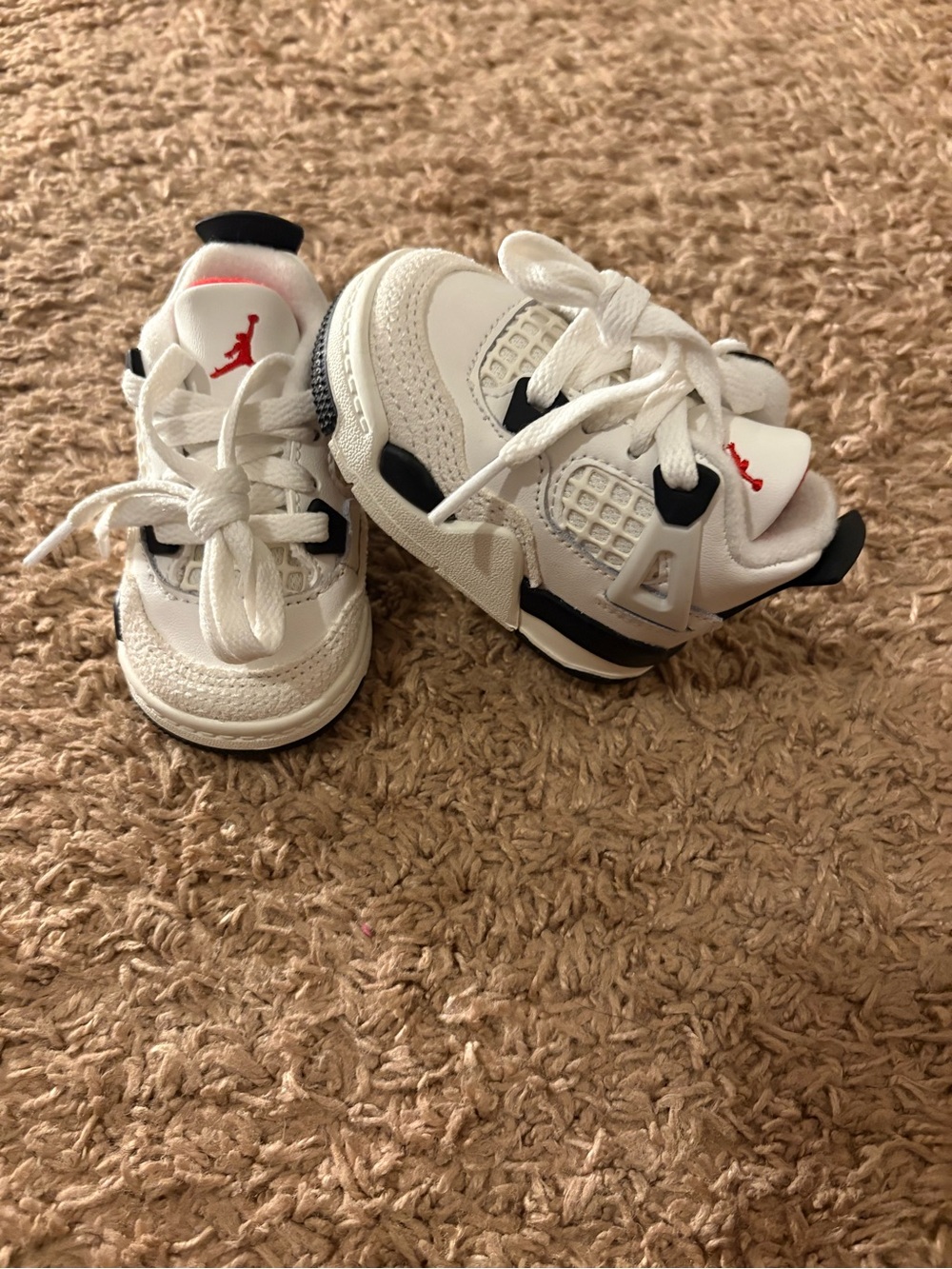 Jordan Kids White and Black Sneakers with Red Jumpman